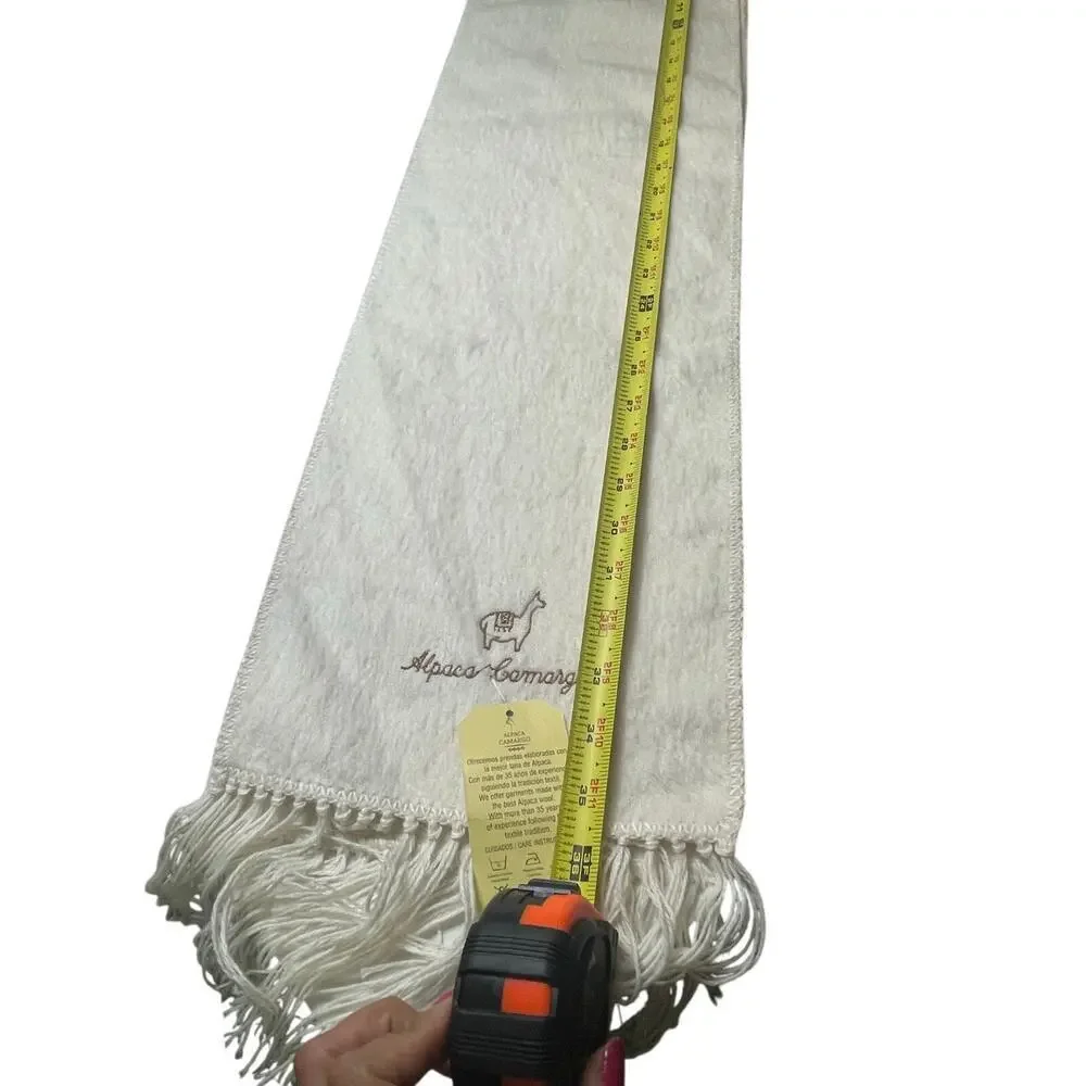 ALPACA CAMARGO PERUVIAN SCARF WINTER 100%ALPACA‎ IVORY COZY SOFT SOPHISTICATED